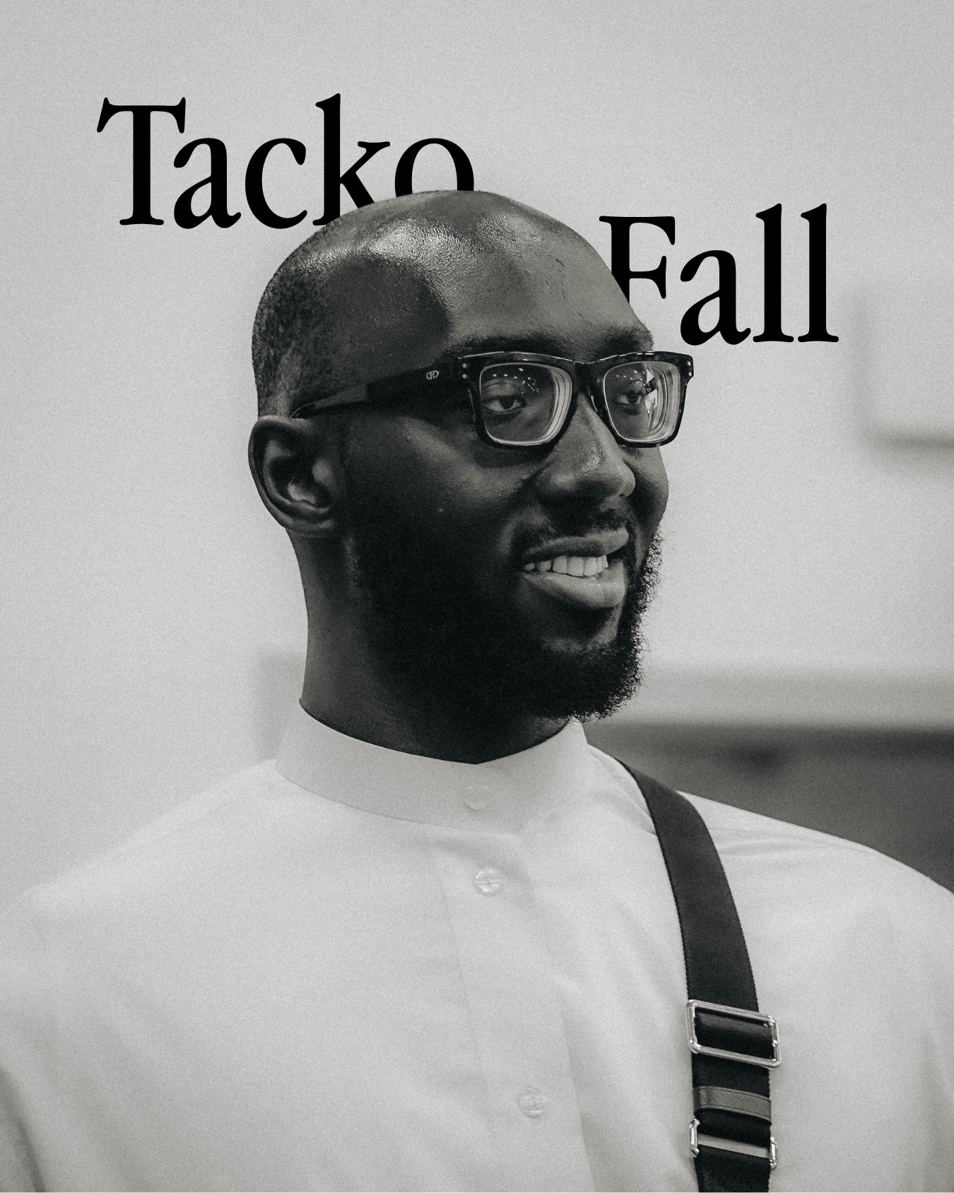 Black and white editorial portrait of Tacko Fall